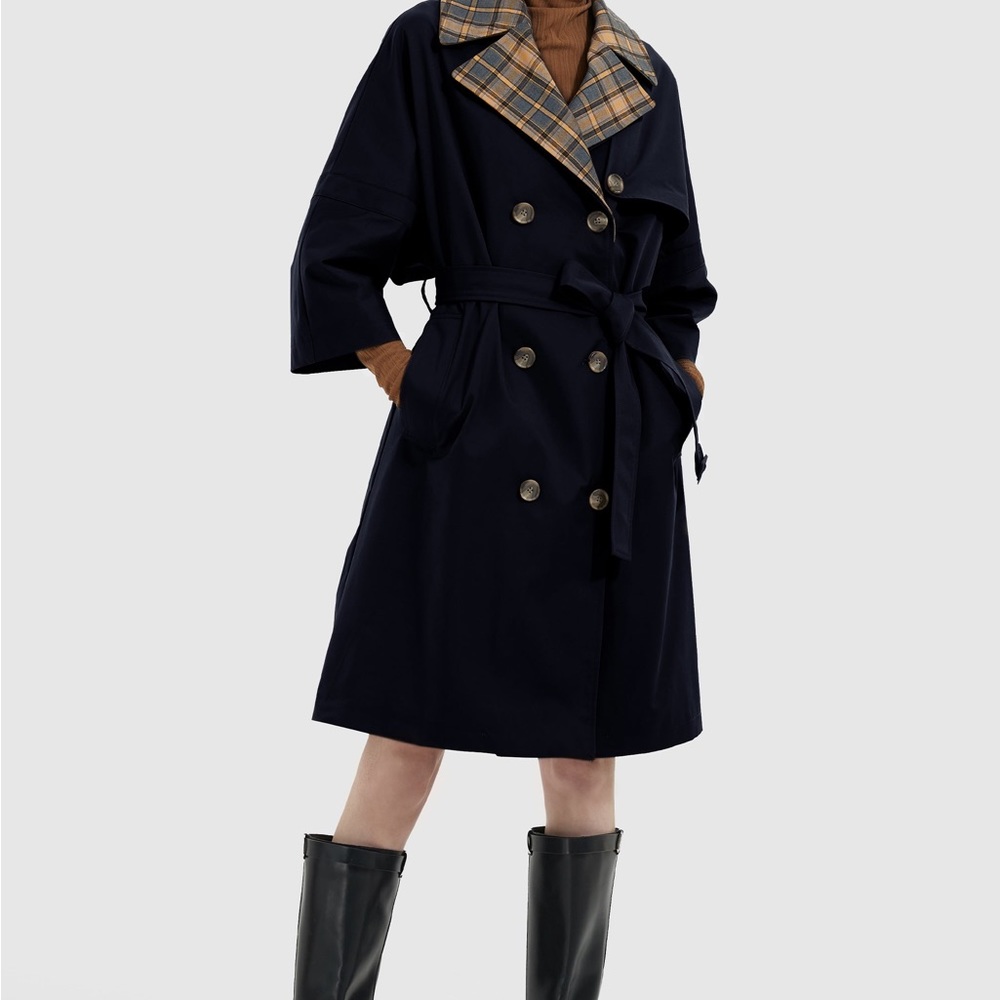 Orolay Double Breasted Laper Collar Trench Coat Size XL